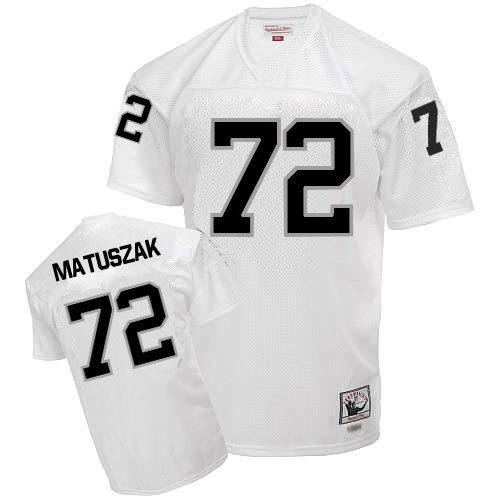 Men's Authentic John Matuszak Mitchell and Ness Jersey White Road - #72 Throwback NFL Oakland Raiders
